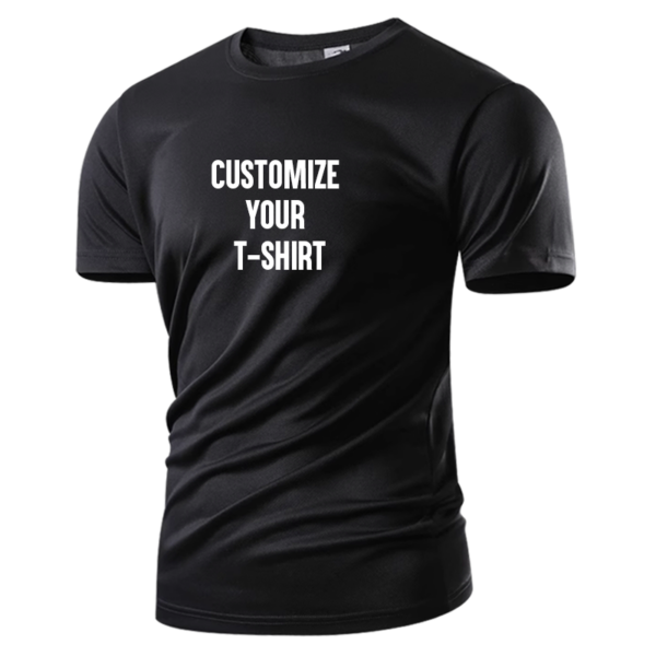 Custom men's t-shirts printed with high-quality logos, polyester sublimation graphics, and printed on organic cotton are available for purchase.