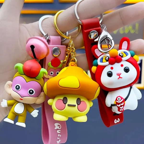 Personalized Premium 3D Silicone Rubber Keychain with Cartoon Anime Characters and 3D PVC Key Ring Kawaii Keychain