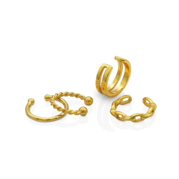 Simple, adjustable ear cuff earring in 925 sterling silver with a gold plating - Image 2