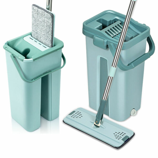 High-quality factory household cleaning tool, including a flat mop and bucket set, both dry and wet. - Image 2