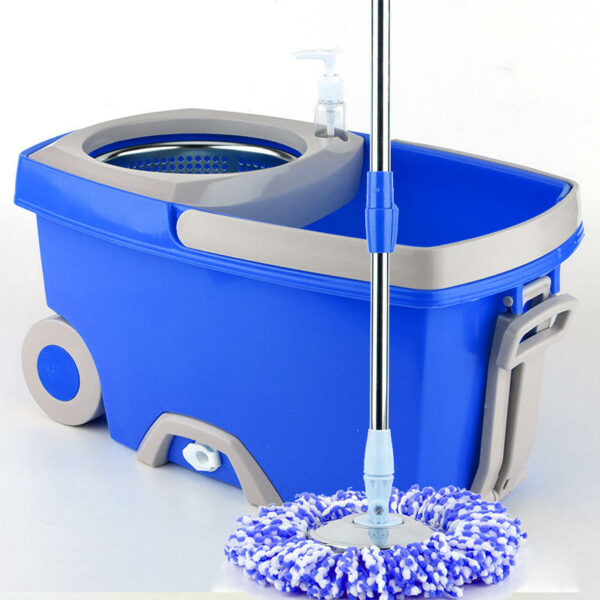 Tools for folding laminate cleaning with a spin and a flat head current mop bucket with reusable mop pad and wringer - Image 2