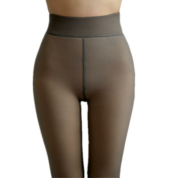 Warm, stylish, high-waisted women's panties with thermal fleece inside, fluffy thermal tights, and leggings - Image 2