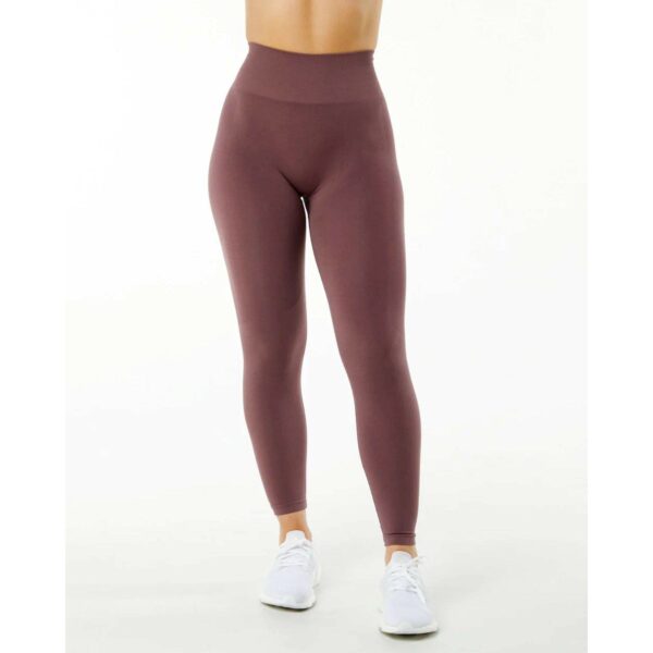 Women's Tapered Casual Style High Waisted Seamless Stretch Legging composed of 38% polyester, 11% elastane, and 51% polyamide. - Image 2