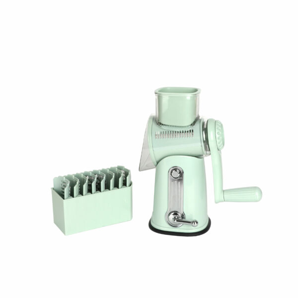 Stainless steel Madoline rotary drum type vegetable cutter, grater, and slicer with multiple uses - Image 2