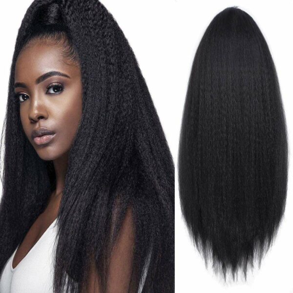 Hair Ponytail Novelties for Women: Cabello Natural Wrap Postiche Queue Cheval Afro Yaki Straight Synthetic Drawstring Kinky - Image 2