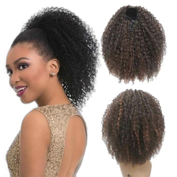 New Adjustable Bun Synthetic Fiber Afro Puff Curly Black Women Hair Pieces, Novelties Ponytails with drawstring hair extensions - Image 2