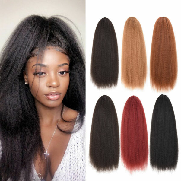 22-inch Afro-Yaki Straight Drawstring Ponytails by AliLeader for Black Women Synthetic Hair Ponytail Extensions in a Kinky Style