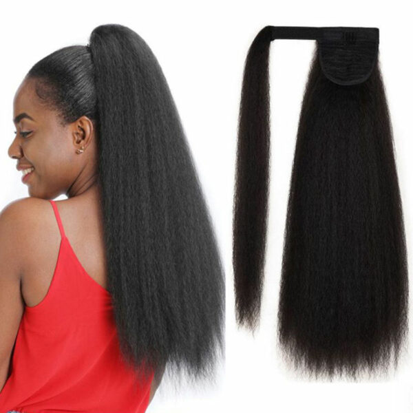 Hot Kinky Deal Yaki Straight Ponytails with Heat-Resistant Synthetic Extensions Wrap Around Hairpieces - Image 2