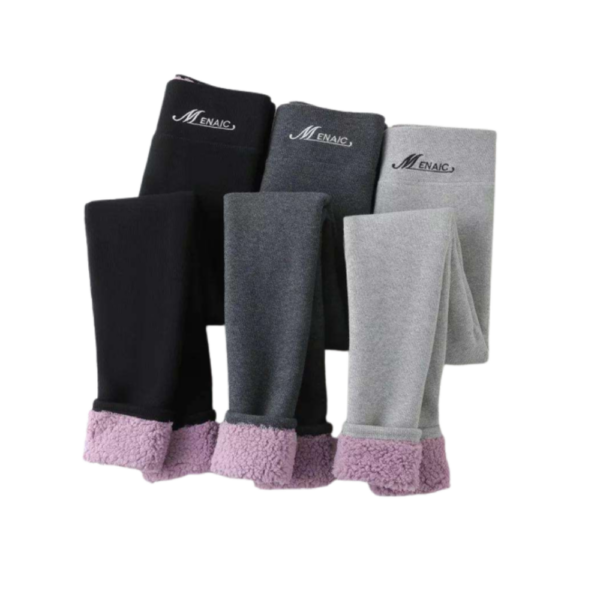 Winter Fashion Vertical Stripes Thin Leg Fleece Fuzzy Warm Women Leggings Super Thick Plush Thermal Pants Tights - Image 2