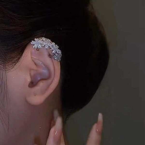 Women's Rhinestone Vintage Ear Climber Cuff Alloy Earrings in Silver Luxury Fine Jewelry - Image 2