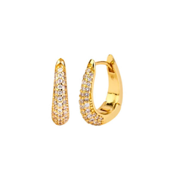 Bold and striking fine jewelry earrings with a U-shaped ear cuff adorned with diamonds for a cutting-edge look - Image 2