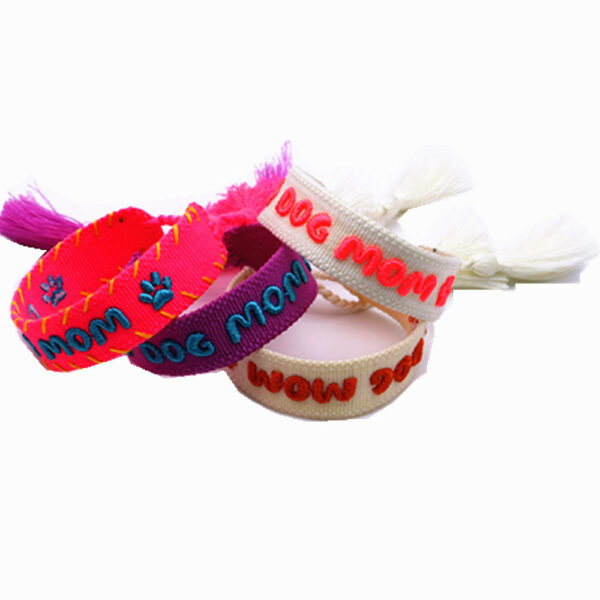 Customized bracelet with 3D words for the logo, bohemian bracelet with tassel embroidery on letters - Image 2