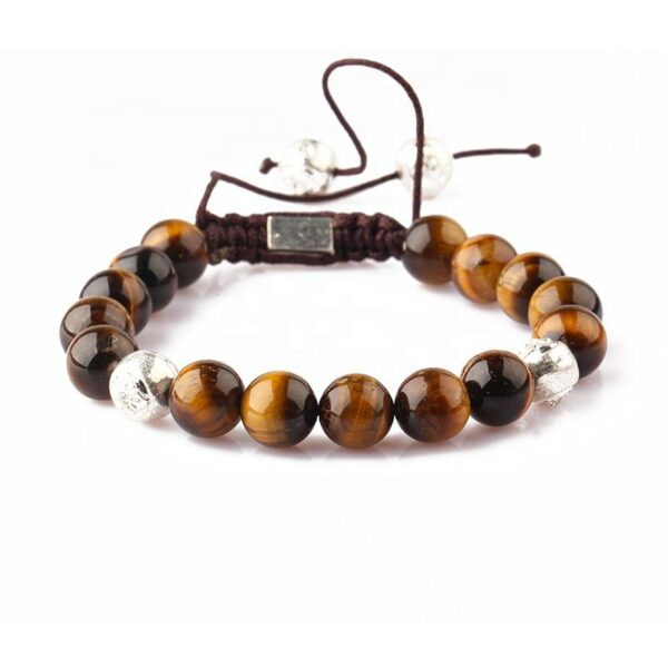 Fashion Handmade bracelet Natural 8mm Tiger Eye Stone Beads Adjustable Macrame Beaded Bracelet for men - Image 2