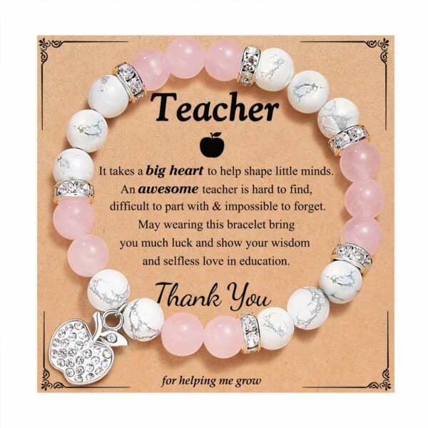 Teacher's Day Present: Customized Natural Stone Graduation Season Gift with Card in a Beaded Bracelet Design for Teachers Accepted - Image 2