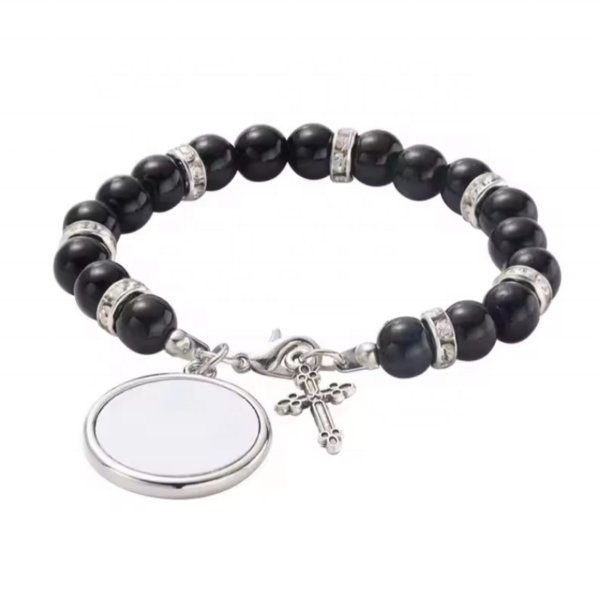 Stainless Steel Jewelry Bracelet with Printed Rosary Beads Bracelet for Cross-Drafting Thermal Transfer Bracelet with thermal transfer beads - Image 2