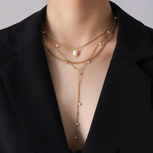 Elegant Y-shaped Sweater Chain Women's Long Freshwater Pearl Necklace for Autumn/Winter Fashion