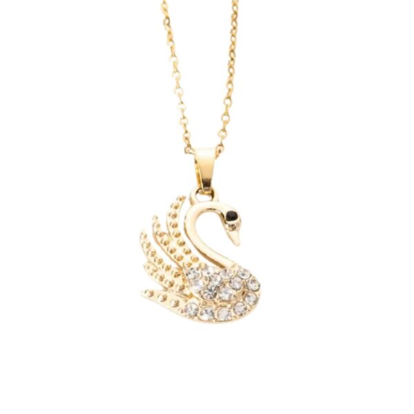 Chic Rock Crystal Chandelier Pendants in the Swan Style Chic Sweater Stainless Steel Jewelry with Strand Chain