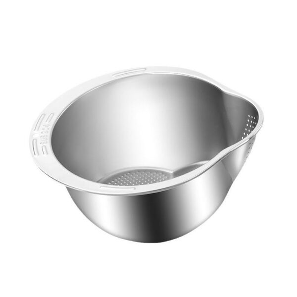 Side drainers and a stainless steel rinser For washing fruits, vegetables, and beans, use a small colander. - Image 2