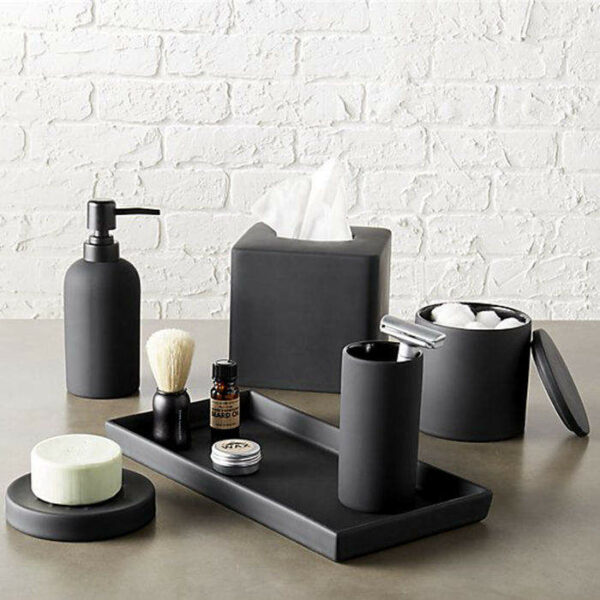 Elegant Matte Black Bathroom Décor for Your Home Set of Resin Bathroom Accessories