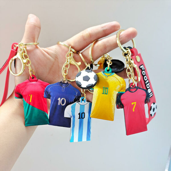 Keychains with personalized soccer jerseys made of silicone by RENHUI Custom Soccer Keychains Chains with keys