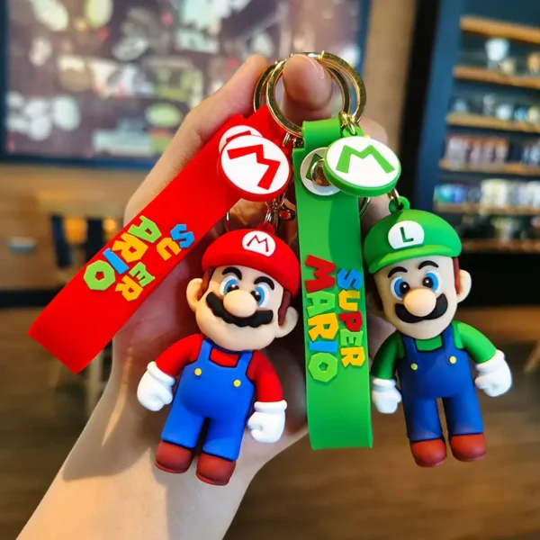 3D PVC Cartoon Keychain Custom Rubber Keychain with Super Mario Bros. Mushroom Design for Car Bag Decoration and Promotion