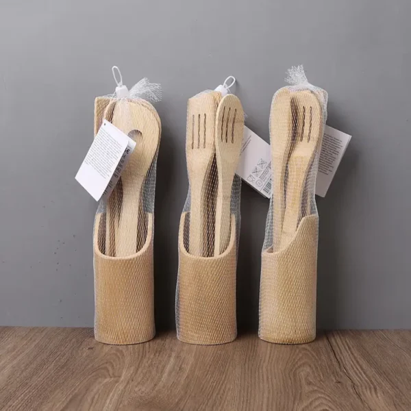 Cooking sets made of natural, healthy organic bamboo Bamboo Cutlery Without Polymers, Petrochemicals, and Varnishes - Image 2