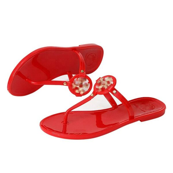 Summer Beach Style PVC Casual T-strap Jelly Shoes for Women TB Flip Flops Sandals - Image 2