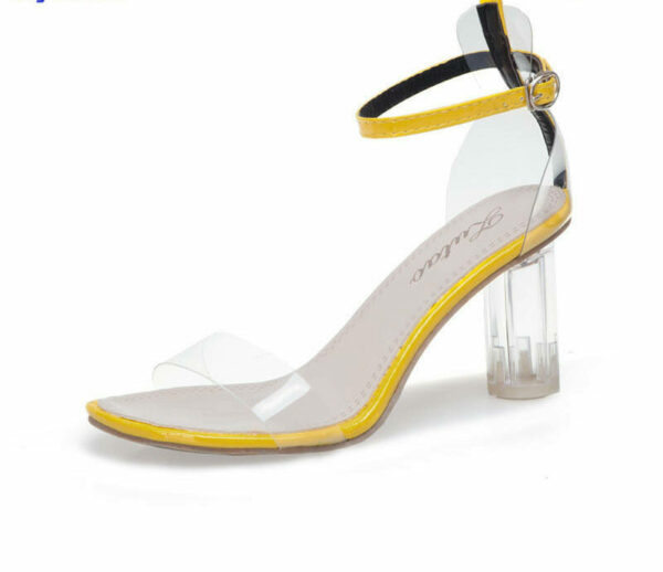 Available for purchase PVC transparent high heel fancy sandals in clear jelly for women and girls at wholesale prices