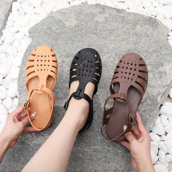 Summer Sandal Jelly Shoes for Women with Low Spring Soft Slip-On Plastic PVC Outdoor Casual Lady Sandal Shoes - Image 2