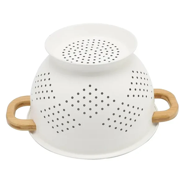 Folding Colander Strainer with wooden handle for kitchen, space-saving and collapsible. - Image 3