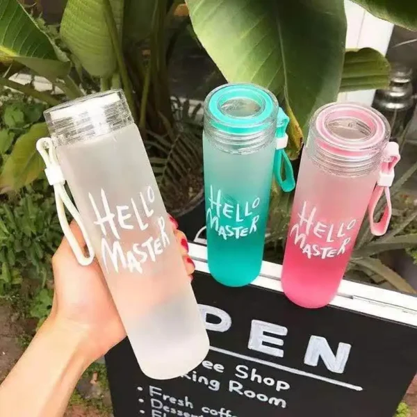 Cheap Glass Camp Water Bottles with Frosted Design and Customizable Colorful Glass Water Bottles - Image 6