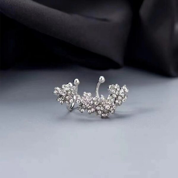 Women's Rhinestone Vintage Ear Climber Cuff Alloy Earrings in Silver Luxury Fine Jewelry - Image 3