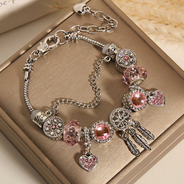 Pink beaded bracelet for women, temperament dream catcher, ideal gift for students - Image 3