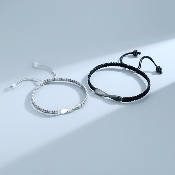 Black Gray Infinite String Woven Braided Bracelet for Charm Couple Friendship, Lucky Jewelry for Men and Women - Image 3