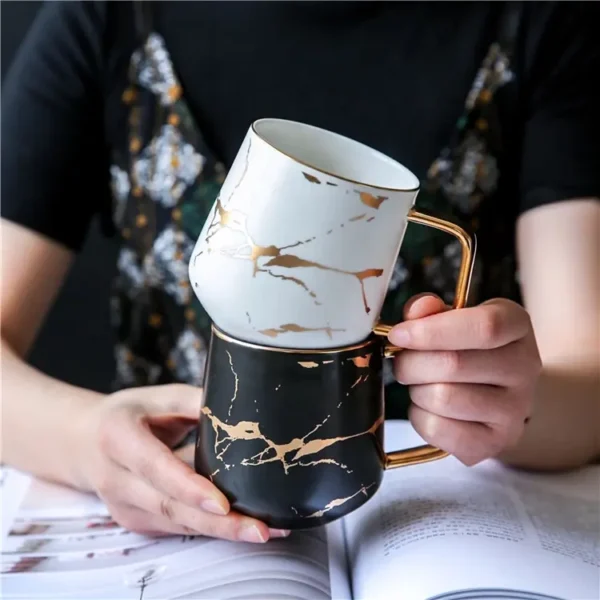 Beautiful new design fancy gold rim sublimation tea coffee ceramic mug - Image 4