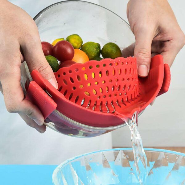 Pasta & Pot Strainer with Collapsible Colander Over Snap n Strain The Vegetable Basket Colanders & Strainers Sink Drain - Image 3