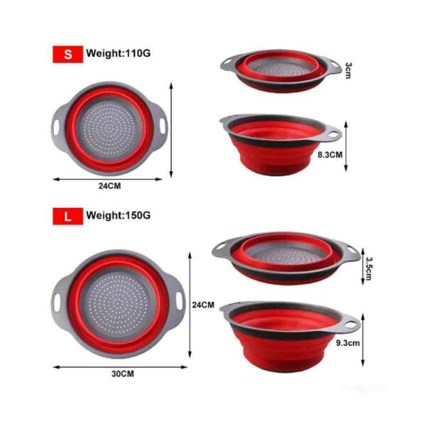 Foldable Silicone Kitchen Strainer Washing Bowl Fruit and Vegetable Drain Basket with Foldable Strainer Silicone Washing Basket - Image 3