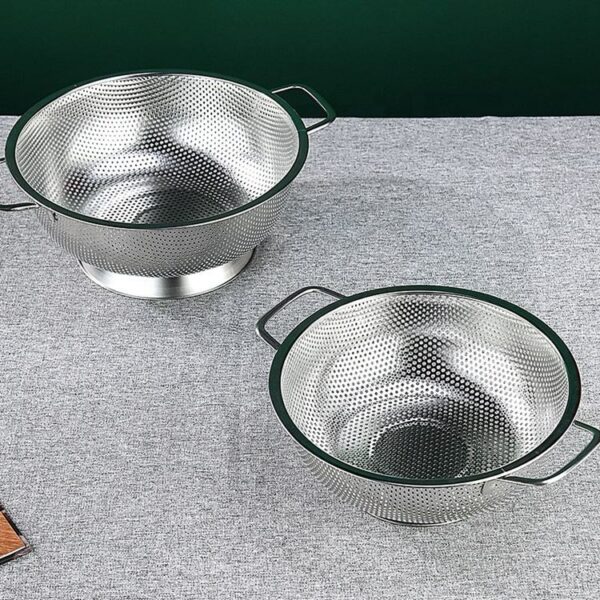 Stainless Steel Anti-Corrosion Metal Durable Vegetable Fruit Round Colanders & Strainer, Factory Bulk Sale for Home Use - Image 3