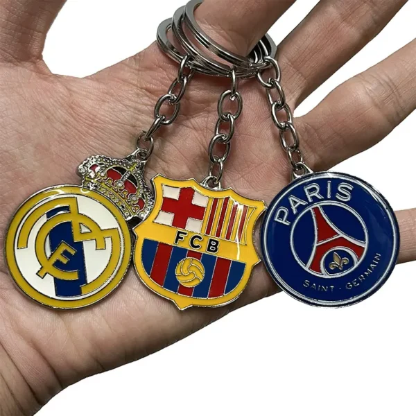 Custom football team logo engraving ring metal keychain from Kunshan