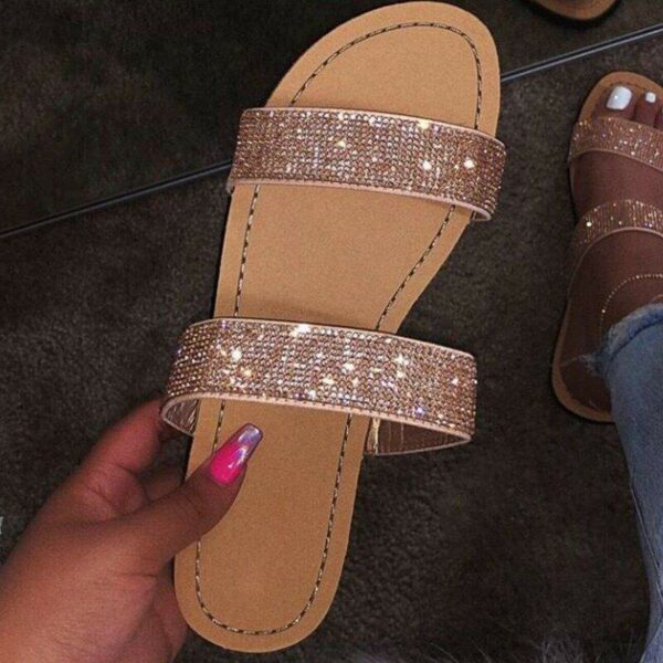 Women's Summer Sandals  Ladies Flat Sandals with Sparkles, Jelly Shoes for Fashion, Plus Size Beach Sandals for Women - Image 3