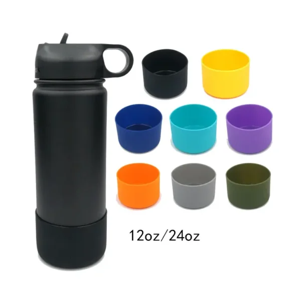 A popular 12-64-ounce BPA-free silicone water bottle bottom sleeve cover for HydroFlask that prevents slipping - Image 6