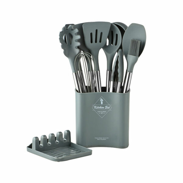 Non-stick, heat-resistant, 13-piece set of silicone cooking utensils with a stainless steel handle that is sustainable 3000 units - Image 4