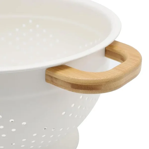 Folding Colander Strainer with wooden handle for kitchen, space-saving and collapsible. - Image 4