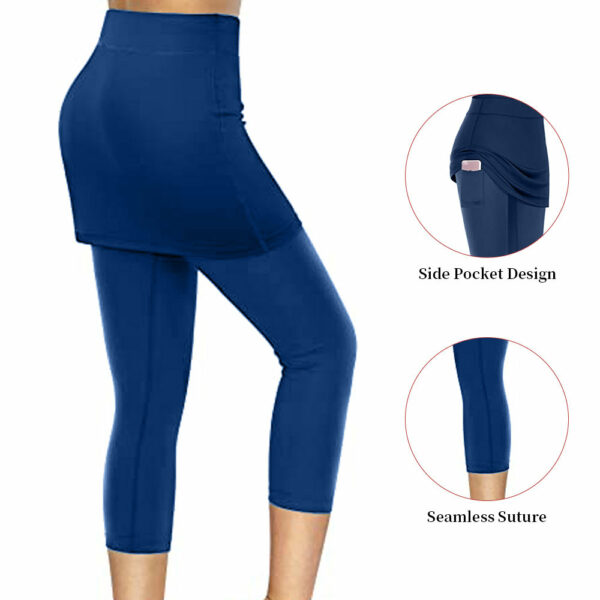 Women's Yoga Leggings: Bulk Fake Two-Piece Hidden Pocket Exercise Pants - Image 4