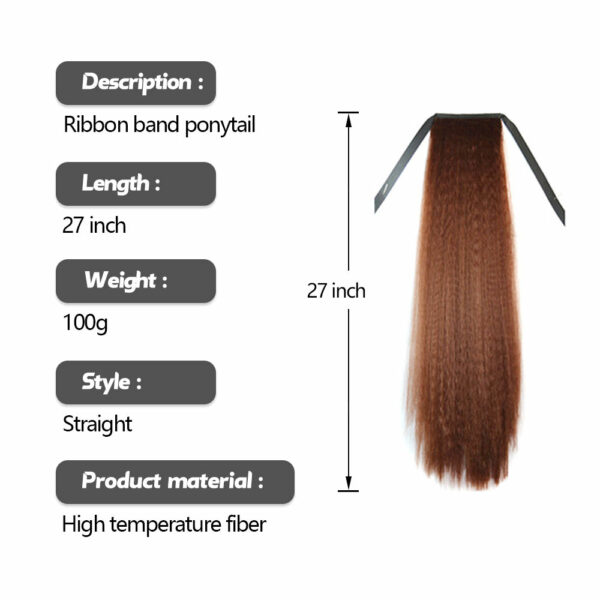 Wholesale Yaki Straight Ponytail Wig Extensions with a 27-inch Synthetic Clip Tie up Strap Wrap Ponytail for Natural Hair - Image 3