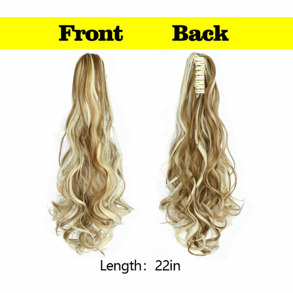 Wholesale 22-inch Synthetic Bun Pony Tails Hairpiece Clip Claw Hair Ponytail Extension for Women with Wavy Curls - Image 4