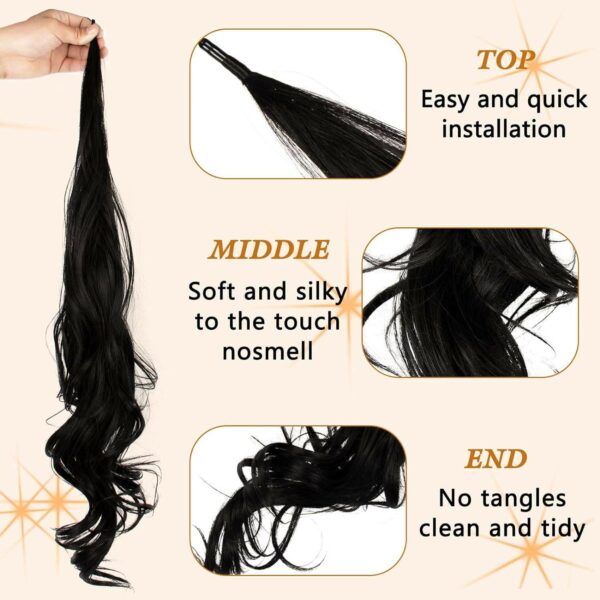 For everyday use, women can choose 32-inch custom-colored, 100-piece flexible wrap-around long curly synthetic wavy ponytail hair extensions. - Image 4