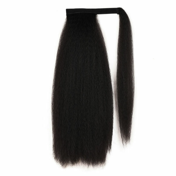 Long Corn Wave Kinky Afro Yaki Wavy Straight Ponytails with Synthetic Fiber Wrap Around Hairpieces - Image 3