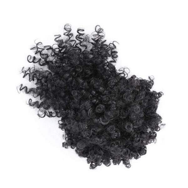 Drawstring Ponytail with Bangs, Short Curly Clip in Wrap Updo Hairpiece Afro Puff Extensions for Women - Image 3