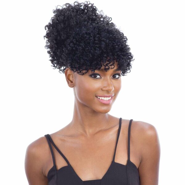 Cost Bangs Synthetic Drawstring Ponytail with High Puff Afro Kinky Curly Style